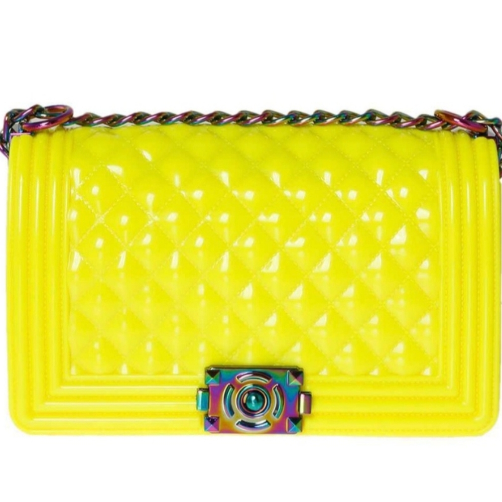 Chic Bright Neon Yellow Quilted Women's Bag